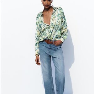 Zara printed satin shirt